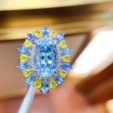 14k Gold 8.8 Ctw Natural Aquamarine & Gem Ring/pendant
