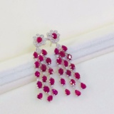 14k Gold 7.9 Ct Natural Ruby & Diamond Earrings