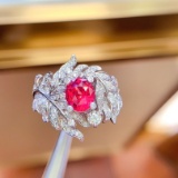 14k Gold 2.22 Ctw Vivid Pink Natural Spinel & Diamond Ring
