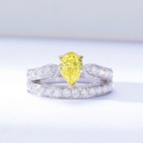 Gia Certified 14k Gold 1.66 Ctw Natural Yellow Diamond & Diamond Ring