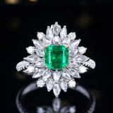 14k Gold 2.09 Ctw Vivid Green Natural Emerald & Diamond Ring/pendant