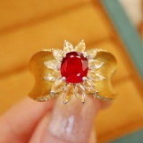14k Gold 1.60 Ctw Natural Ruby & Diamond Ring