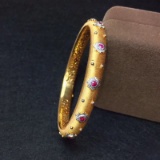 14k Gold 0.77 Ct Natural Ruby Bangle