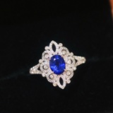 14k Gold 1.76 Ctw Natural Sapphire & Diamond Ring