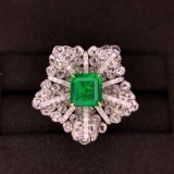 14k Gold 3.03 Ctw Vivid Green Natural Emerald & Diamond Ring/pendant