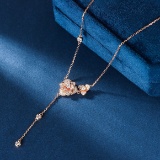 14k Gold 0.36 Ctw Natural H Diamond & Flowers Necklace