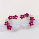 14k Gold 8.2 Ct Natural Ruby & Diamond Earrings