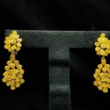 14k Gold 3.08 Ct Natural Yellow Diamond Earrings