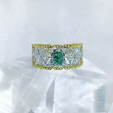 14k Gold 0.47 Ctw Natural Green Diamond & Diamond Ring