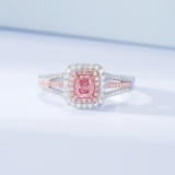 14k Gold 0.67 Ctw Natural Pink Diamond & Diamond Ring