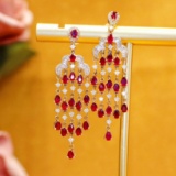 14k Gold 2.85 Ctw Natural Ruby & Diamond Earrings