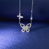 14k Gold 0.47 Ct Natural H Diamond & Butterfly Necklace