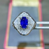 14k Gold 2.66 Ctw Vivid Blue Natural Sapphire & Diamond Ring