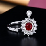 14k Gold 1.70 Ctw Natural Ruby & Diamond Ring/pendant