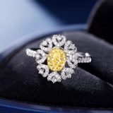 14k Gold 0.56 Ctw Natural Yellow Diamond & Diamond Ring