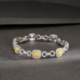 14k Gold 5.85 Ctw Natural Yellow Diamond & Diamond Bracelet