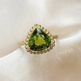 14k Gold 3.90 Ct Natural Tourmaline & Solitaire Ring