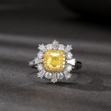 14k Gold 1.83 Ctw Natural Yellow Diamond & Diamond Ring