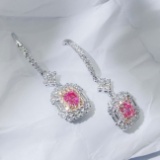 14k Gold 1.47 Ctw Natural Pink Diamond & Diamond Earrings
