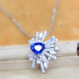 14k Gold 1.65 Ctw Natural Sapphire & Diamond Brooch/pendant