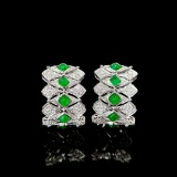 14k Gold 1.45 Ctw Natural Emerald & Diamond Earrings
