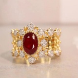 14k Gold 1.49 Ctw Natural Ruby & Diamond Ring