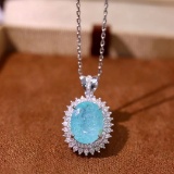 14k Gold 2.80 Ct Natural Paraiba Tourmaline & Diamond Pendant
