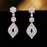 14k Gold 0.76 Ct Natural H Diamond Earrings