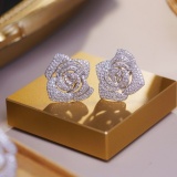 14k Gold 1.20 Ct Natural H Diamond & Flowers Earrings