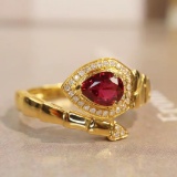 14k Gold 0.72 Ctw Natural Ruby & Diamond Ring