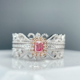 14k Gold 0.28 Ctw Natural Pink Diamond & Diamond Ring