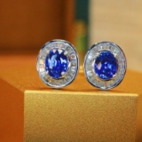 14k Gold 1.33 Ctw Natural Sapphire & Diamond Earrings