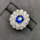 14k Gold 6.07 Ctw Natural Sapphire & Diamond & Cocktail Ring/pendant