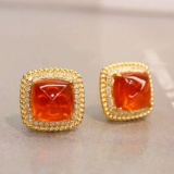14k Gold 5.40 Ctw Natural Spessartine & Diamond Earrings