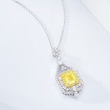 14k Gold 1.76 Ctw Natural Yellow Diamond & Diamond Necklace