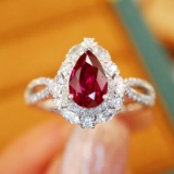 14k Gold 1.43 Ctw Natural Ruby & Diamond Ring