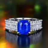 14k Gold 2.94 Ctw Natural Sapphire & Diamond Ring