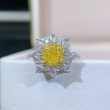 Gia Certified 14k Gold 1.27 Ctw Natural Yellow Diamond & Diamond Ring