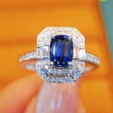 14k Gold 1.51 Ctw Natural Sapphire & Diamond Ring