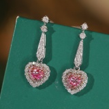 14k Gold 0.62 Ctw Natural Pink Diamond & Diamond Earrings