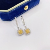 14k Gold 0.68 Ctw Natural Yellow Diamond & Diamond Earrings