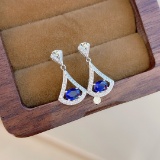 14k Gold 0.70 Ctw Natural Sapphire & Diamond Earrings