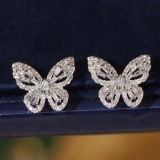 14k Gold 0.64 Ct Natural H Diamond & Butterfly Earrings