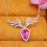 14k Gold 2.17 Ctw Natural Padparadscha Sapphire & Diamond Necklace