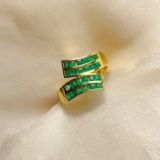 14k Gold 1.15 Ct Vivid Green Natural Emerald Ring