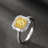 14k Gold 1.77 Ctw Natural Yellow Diamond & Diamond Ring