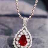 14k Gold 1.82 Ctw Natural Ruby & Diamond Pendant