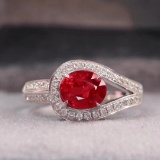 14k Gold 1.31 Ctw Natural Ruby & Diamond Ring