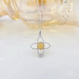 14k Gold 0.34 Ctw Natural Yellow Diamond & Diamond Necklace