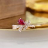 14k Gold 0.63 Ctw Vivid Red Natural Ruby & Diamond Ring